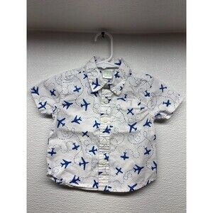 Peanut & Ollie Boys Airplanes Print Shirt Button Up Short Sleeve Size: 6/9 M
